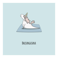 Hand drawn cute unicorn in yoga pose