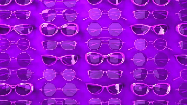 Many purple glasses.Loop able 3DCG render animation.