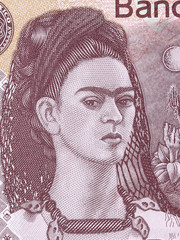 Frida Kahlo, a portrait from Mexican money 