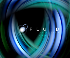 Fluid smooth wave abstract background, flowing glowing color motion concept, trendy abstract layout template for business or technology presentation or web brochure cover, wallpaper