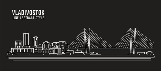 Cityscape Building Line art Vector Illustration design - Vladivostok city