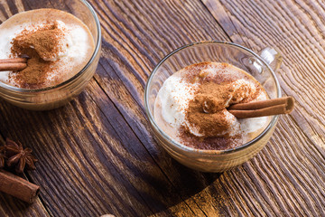 Pumpkin spice latte with whipped cream