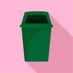 Green park garbage can icon. Flat illustration of green park garbage can vector icon for web design