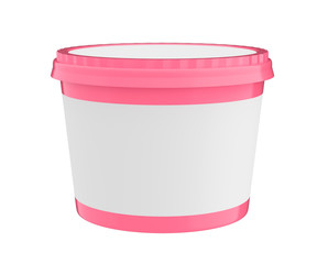 3D realistic render of White Food Plastic Tub Container For Dessert, Yogurt, Ice Cream, Sour Sream Or Snack. Ready For Your Design. 