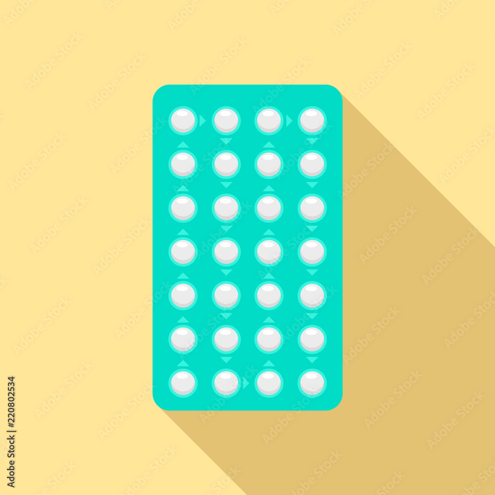 Sticker Contraceptive pills pack icon. Flat illustration of contraceptive pills pack vector icon for web design