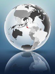 Costa Rica on political globe