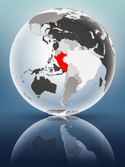 Obraz premium Peru on political globe