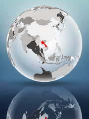 Laos on political globe