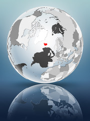 Obraz premium Iceland on political globe