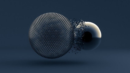 Abstract background, sphere, form. 3d illustration, 3d rendering.