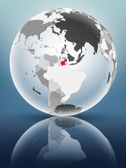 Suriname on political globe