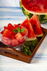 Pieces of watermelon and mint
