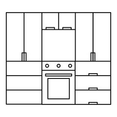Kitchen furniture icon. Outline illustration of kitchen furniture vector icon for web design isolated on white background