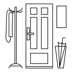 Home door interior icon. Outline illustration of home door interior vector icon for web design isolated on white background