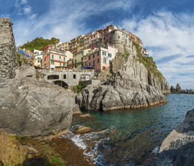 Fototapeta na wymiar idyllic landscape of Village Manarola, Cinque Terre , Liguria, Italy
