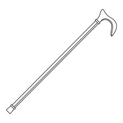 Walking stick icon. Outline illustration of walking stick vector icon for web design isolated on white background
