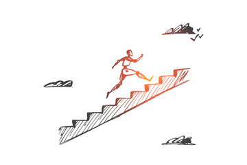 Fototapeta premium Start, motivation, forward, HCI, automation concept. Hand drawn isolated vector.