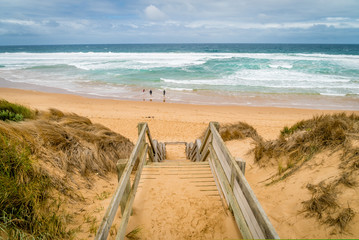 Stairs going down to the beach in Woolamai on Phillip island in Australia