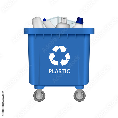 Download Garbage Plastic Container Mockup Realistic Illustration Of Garbage Plastic Container Vector Mockup For Web Design Isolated On White Background Wall Mural Anatolir