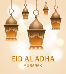 Fototapeta premium Lantern eid al adha concept background. Realistic illustration of lantern eid al adha vector concept background for web design