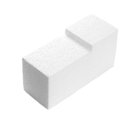 Styrofoam cube isolated on white background, with clipping path