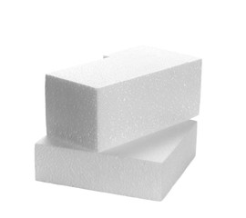 Styrofoam cube isolated on white background, with clipping path