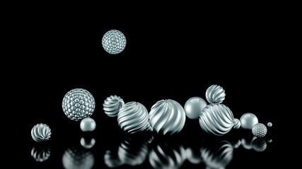 Celebratory background with balls. 3d illustration, 3d rendering.