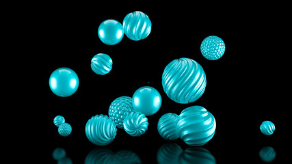 Celebratory background with balls. 3d illustration, 3d rendering.