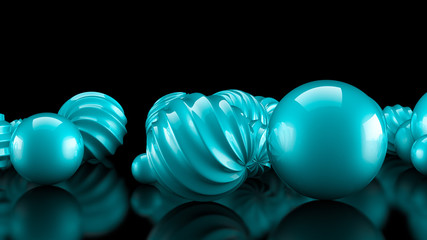 Celebratory background with balls. 3d illustration, 3d rendering.