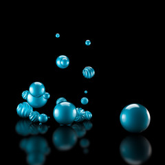 Celebratory background with balls. 3d illustration, 3d rendering.