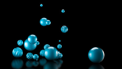 Celebratory background with balls. 3d illustration, 3d rendering.