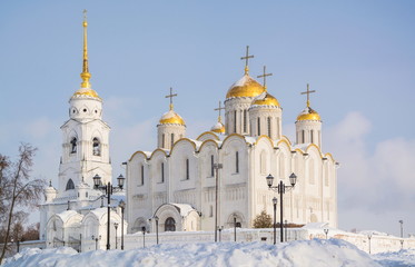Gold ring of Russia. The Cathedral of Vladimir in winter