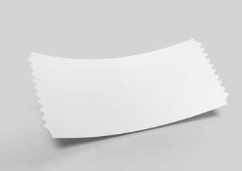 Blank old  ticket for mock up design or design presentation. 3d render illustration.