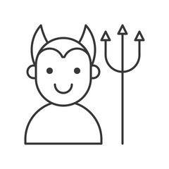 devil and trident, Halloween related icon editable stroke