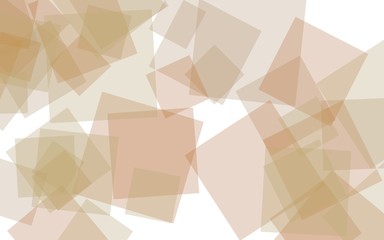 Multicolored translucent squares on a white background. Orange tones. 3D illustration