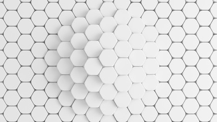 White hexagon background. 3d illustration, 3d rendering.