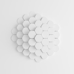 White hexagon background. 3d illustration, 3d rendering.
