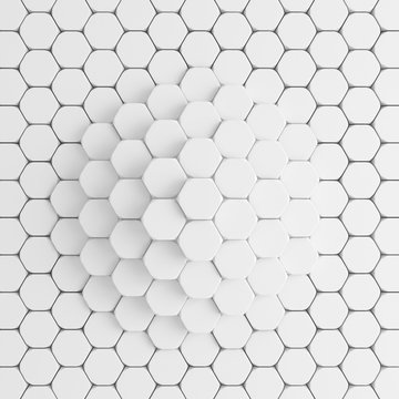 White hexagon background. 3d illustration, 3d rendering. © Pierell