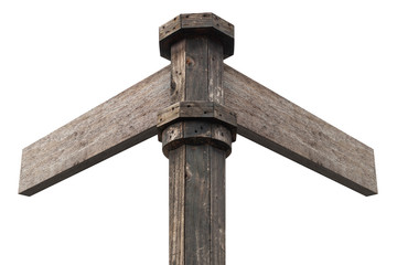 Wooden sign boards isolated on white background. Objects clipping path for design work