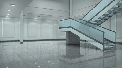 Empty hall interior. 3d illustration