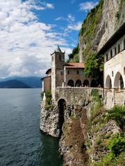 Fototapeta na wymiar Hermitage of Santa Caterina del Sasso near the lake Maggiore, Leggiuno, Italy