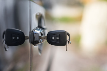 Car keys left in the door