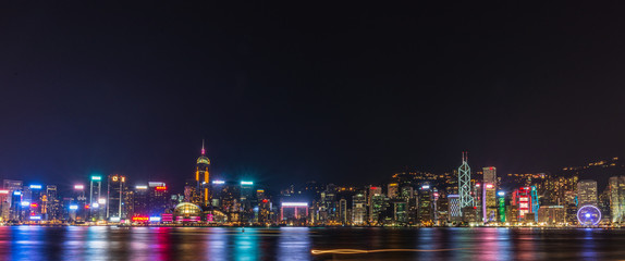 Victoria Harbour in Hong kong,Tsim Sha Tsui, Hong Kong,Landmark city view in Hongkong.