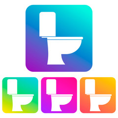 The toilet icon is a square with gradient. Logo