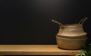 Handmade wicker basket Made from natural bamboo and rattan.Handmade Thai handicrafts for house...