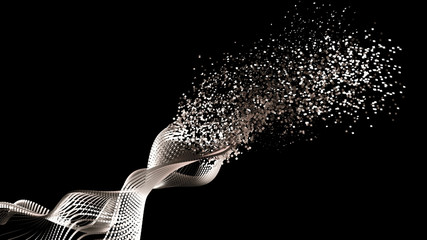 Beautiful black background with silver glitter. 3d illustration, 3d rendering.