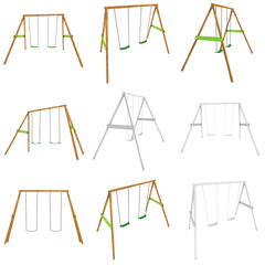 Kids swing model. 3d render isolated on white