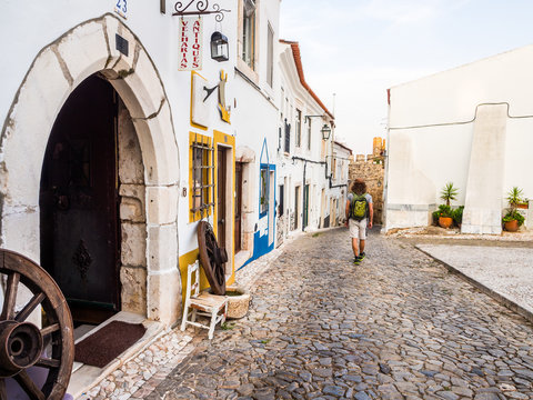Street leading to the Porta do Sol (Sun Door) in the castle of Estremoz, Portugal