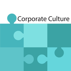 Puzzle, teamwork and unity and partnership. Vector illustration. Corporate culture business concept.