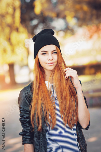 Beautiful Young Redhead Woman In Park Ginger Hair Cute Teenage Girl In Nature In Autumn Natural Lighting Medium Retouch Closeup Beautiful Young Redhead Woman In Park Ginger Hair Cute Teenage Girl In Nature In Autumn Natural Lighting Medium Retouch Closeup